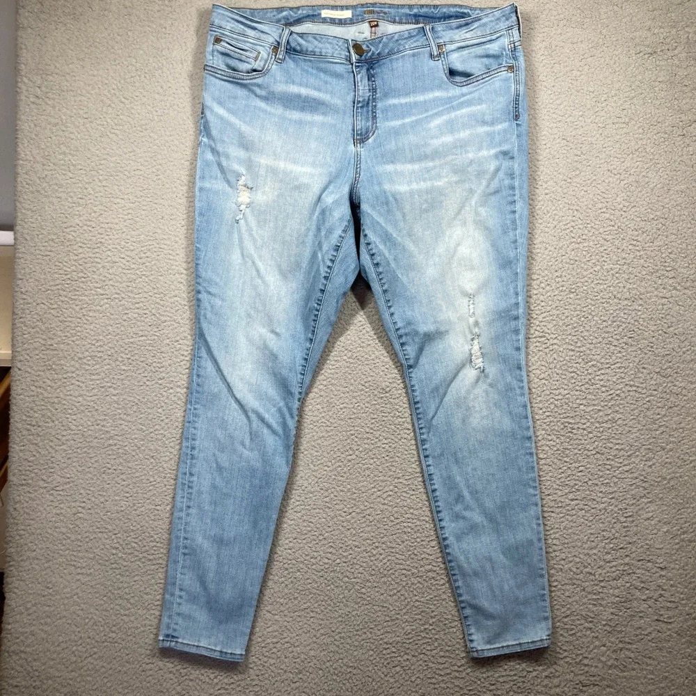 Kut from the Kloth Toothpick Skinny Jeans Women 20W‎ Light Wash Distressed Denim